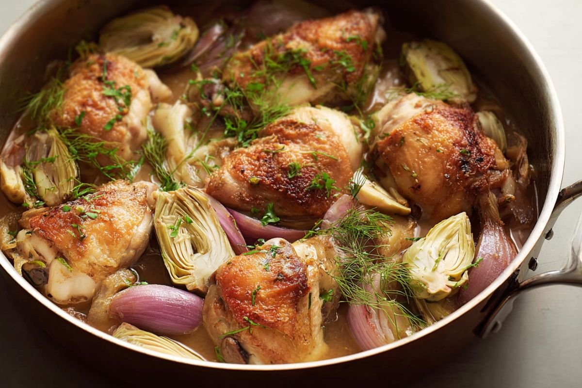 Chicken, Fennel, and Artichoke Fricassee