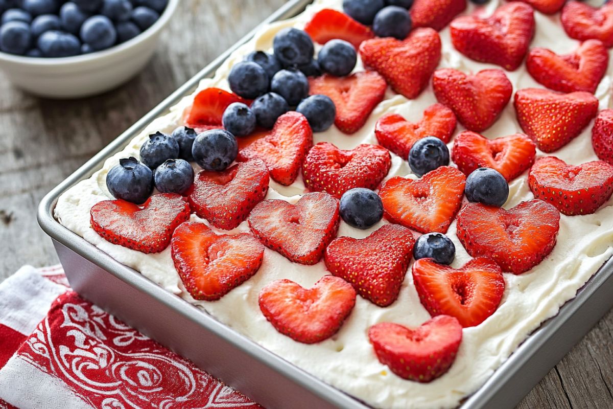 Easy Strawberry Jello Flag Cake recipe