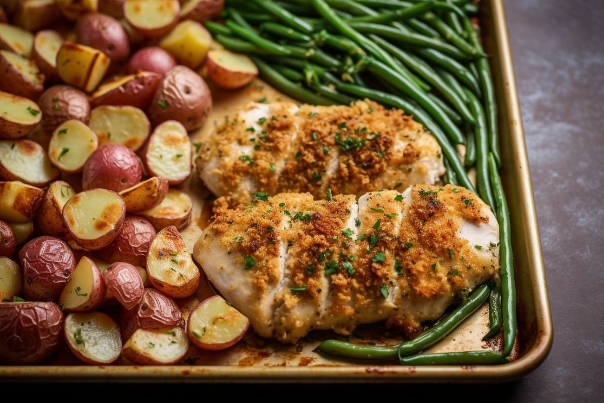 Parmesan Crusted Chicken Sheet Pan Dinner