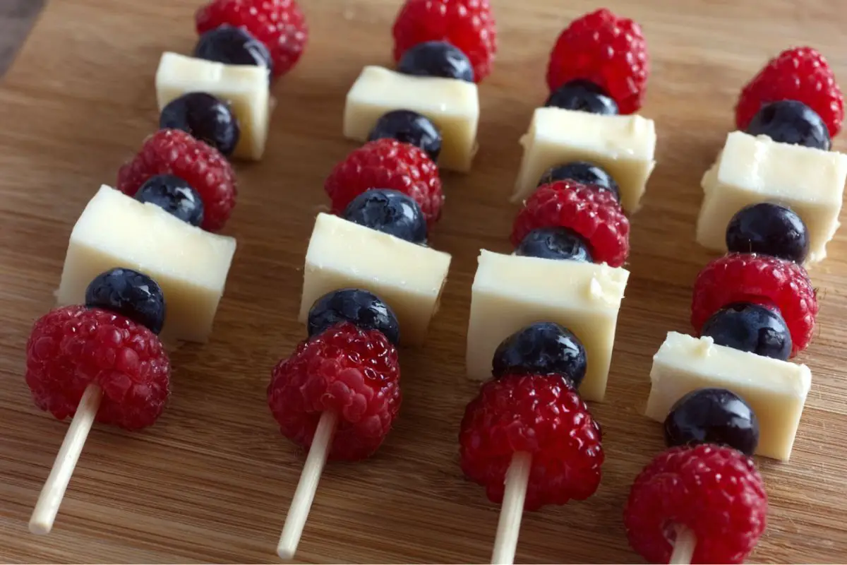 Red White and Blue Berry Cheese Bites - Simple 4th of July Appetizer 3 Red White and Blue Berry Cheese Bites