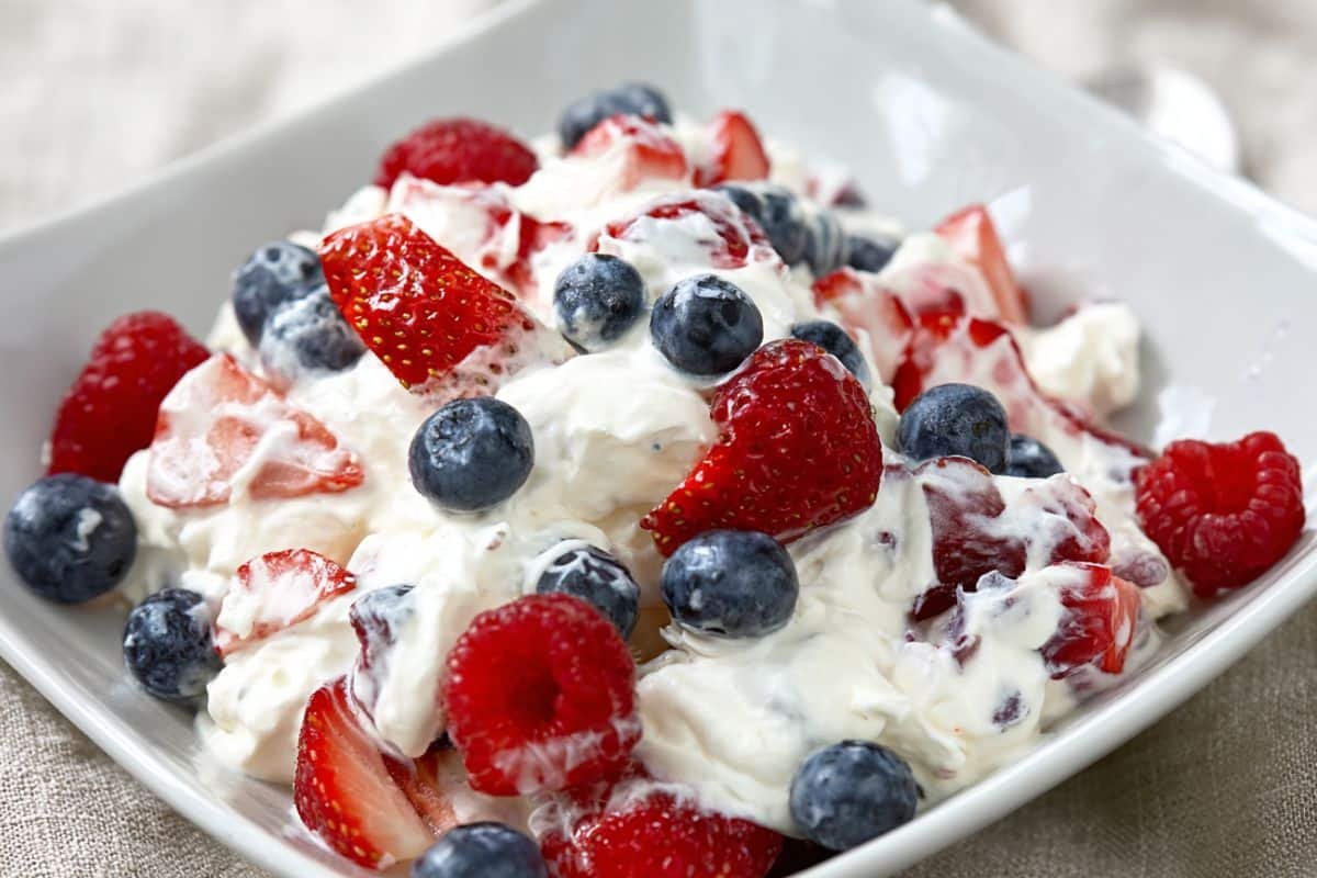 Red White and Blue Cheesecake Salad
