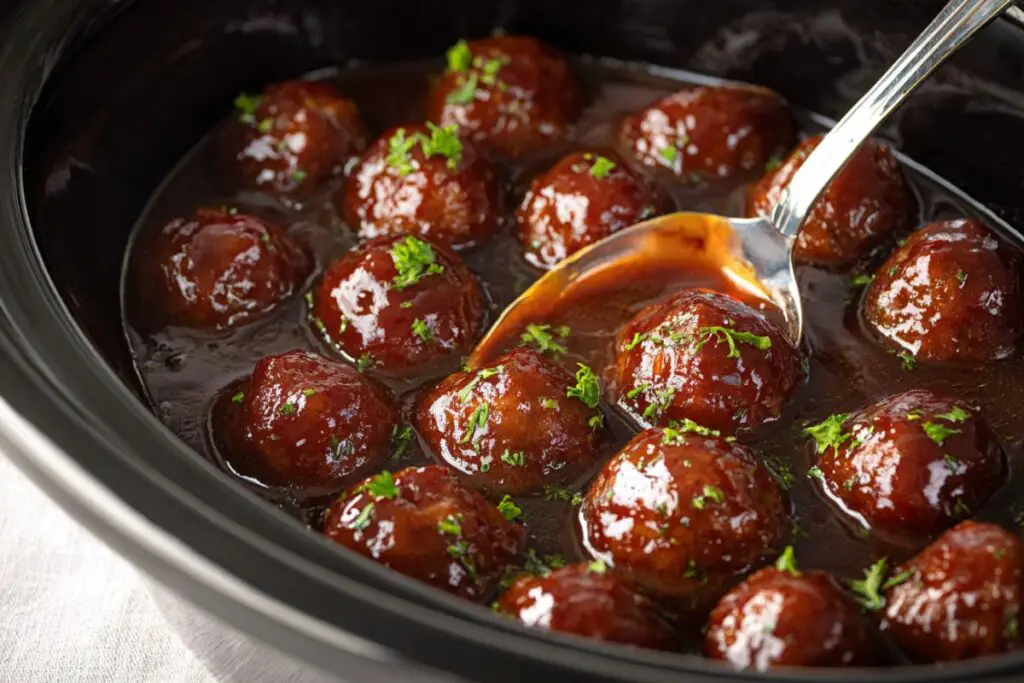Slow Cooker Bourbon Meatballs recipe