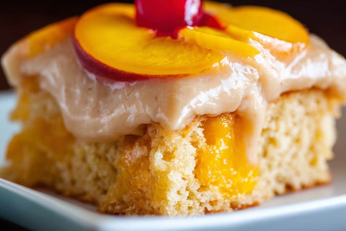 Best Peach Cake with Brown Sugar Frosting