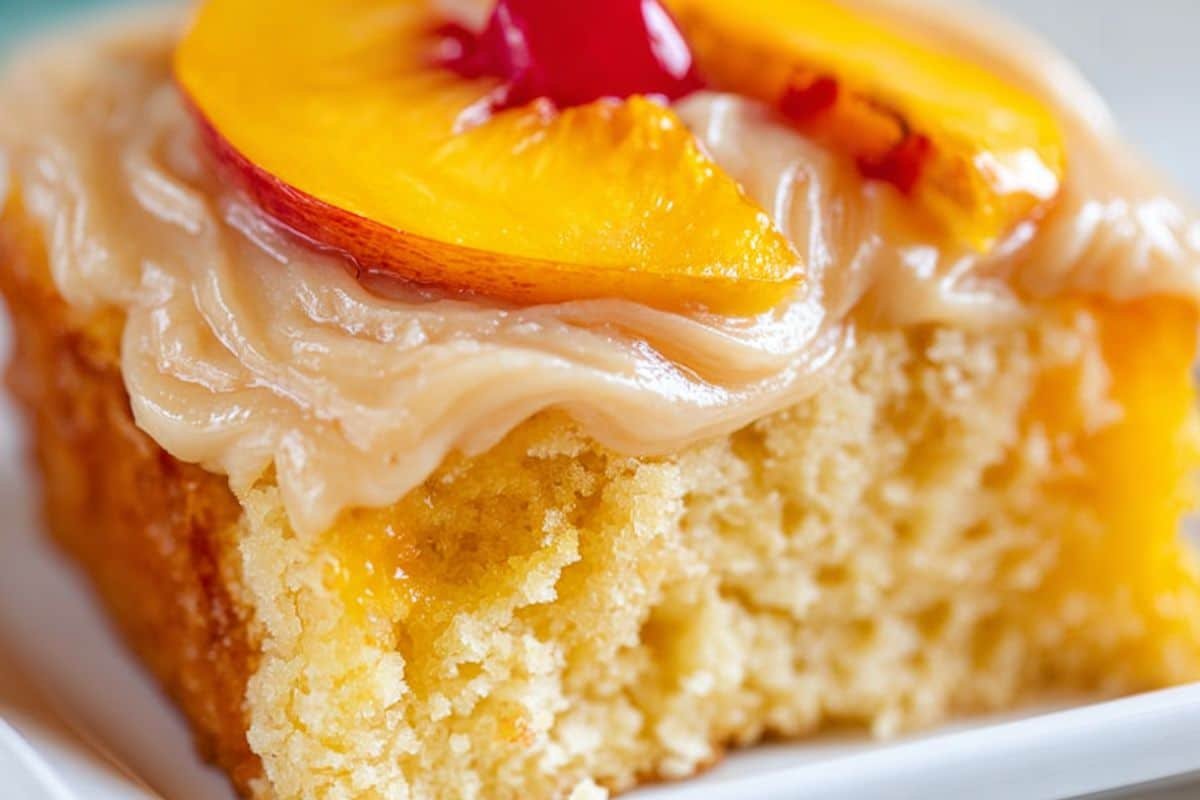 Best Peach Cake with Brown Sugar Frosting