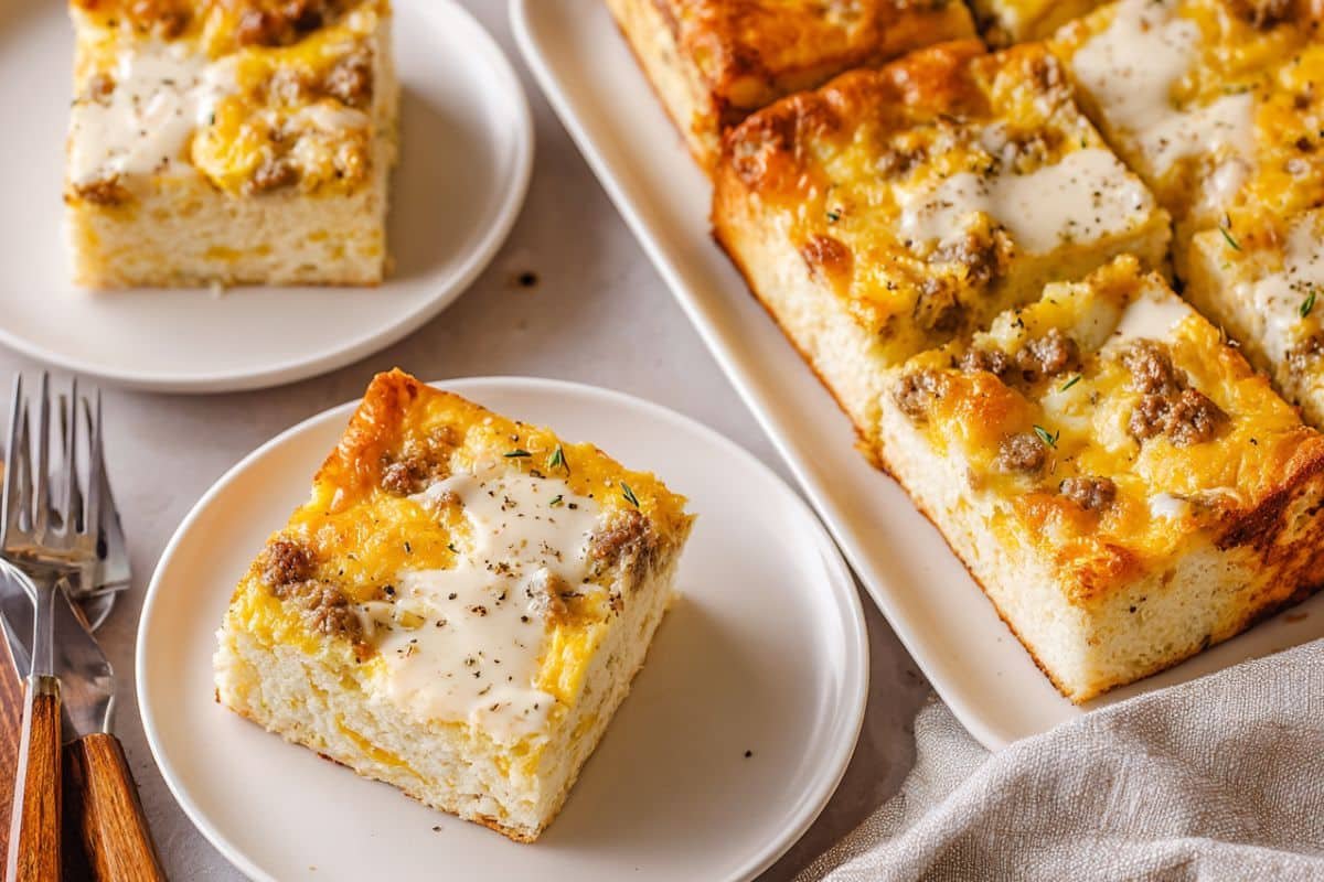 Biscuits and Gravy Breakfast Casserole 3 Biscuits and Gravy Breakfast Casserole