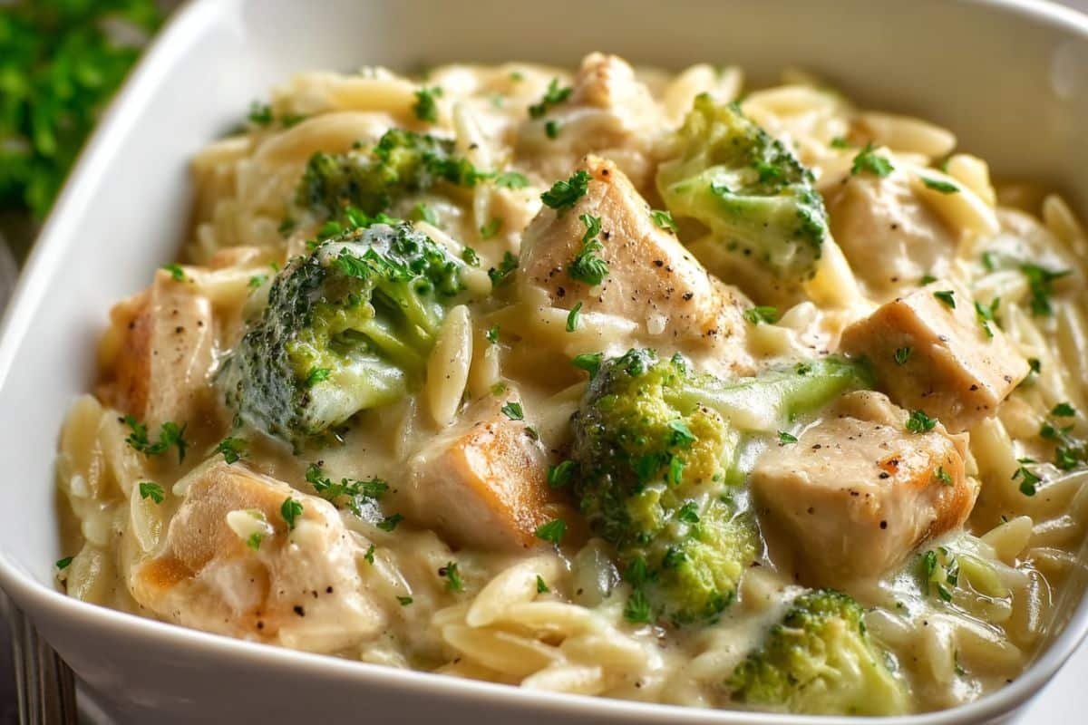 Cheesy Chicken Broccoli Orzo