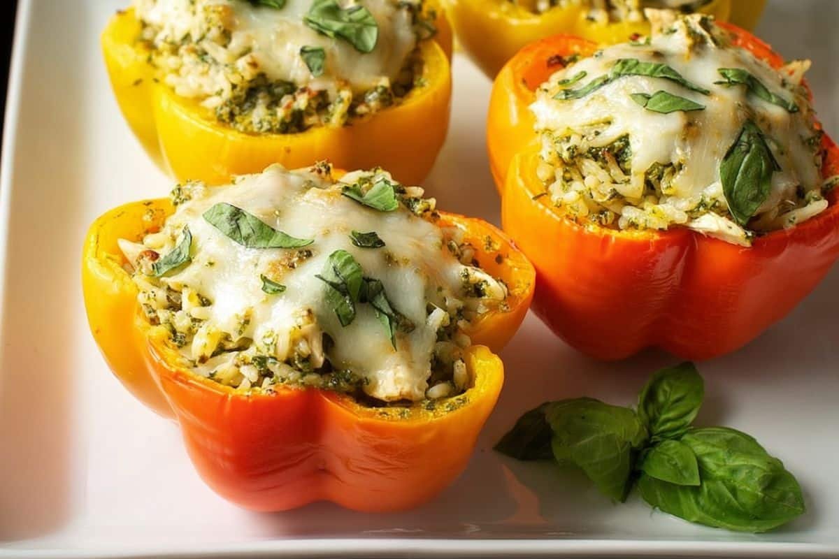 Easy Chicken Pesto Stuffed Peppers 3 Easy Chicken Pesto Stuffed Peppers