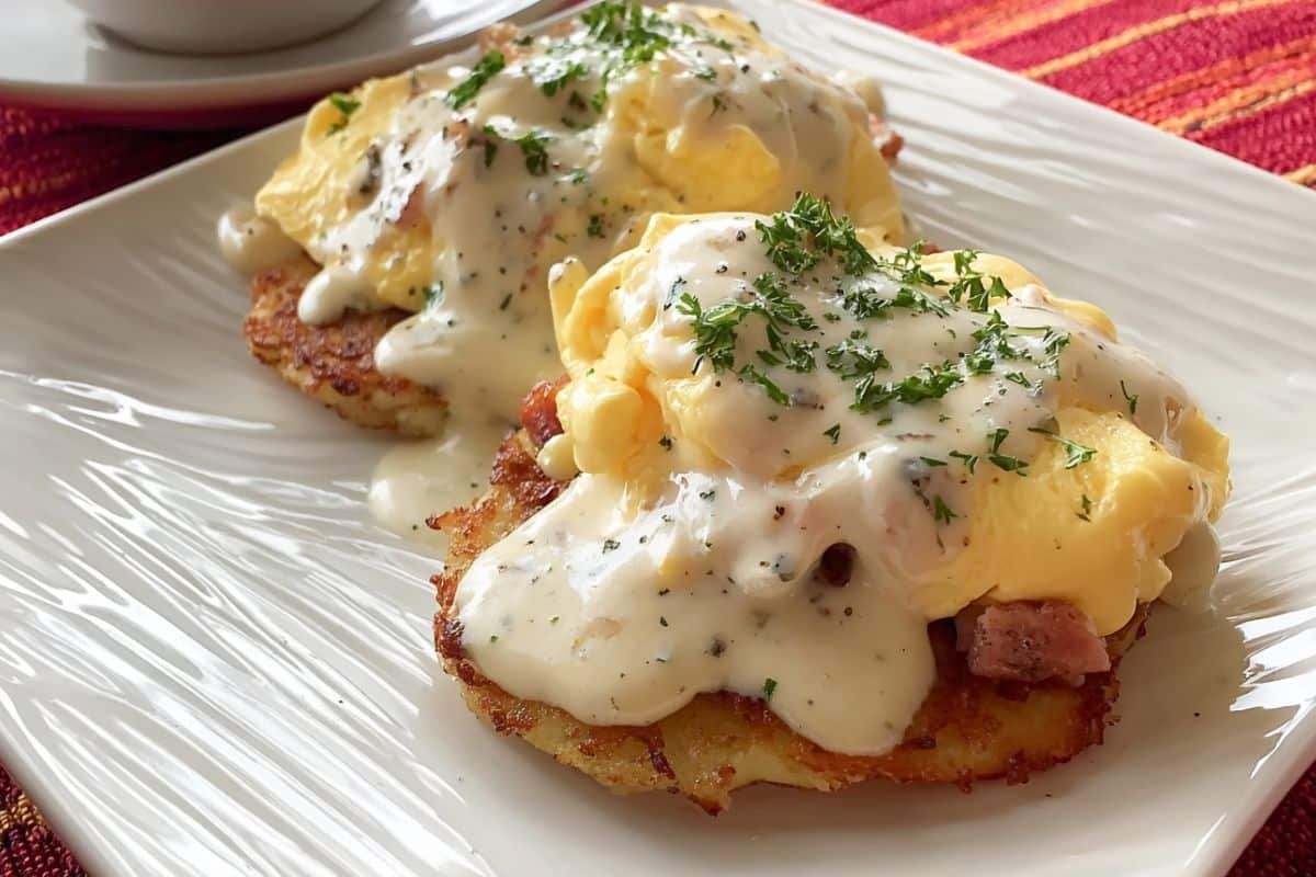 Egg Topped Hash Browns With Bacon Gravy 3 _Egg Topped Hash Browns With Bacon Gravy