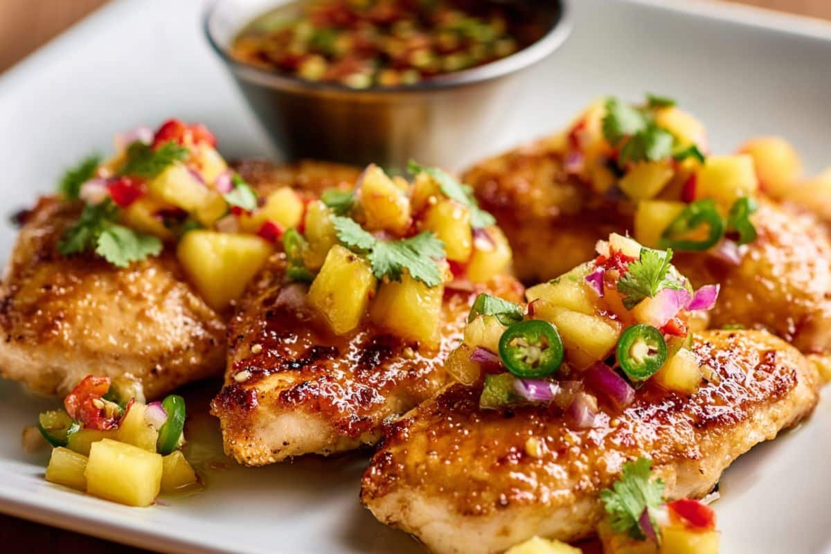 Grilled Hot Honey Chicken with Fresh Peach Salsa