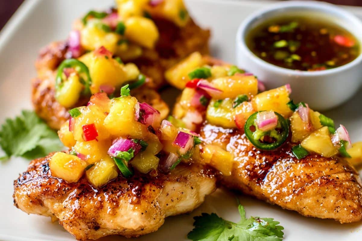 Grilled Hot Honey Chicken with Fresh Peach Salsa