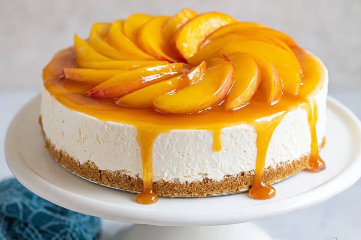 No Bake Peach Cheesecake