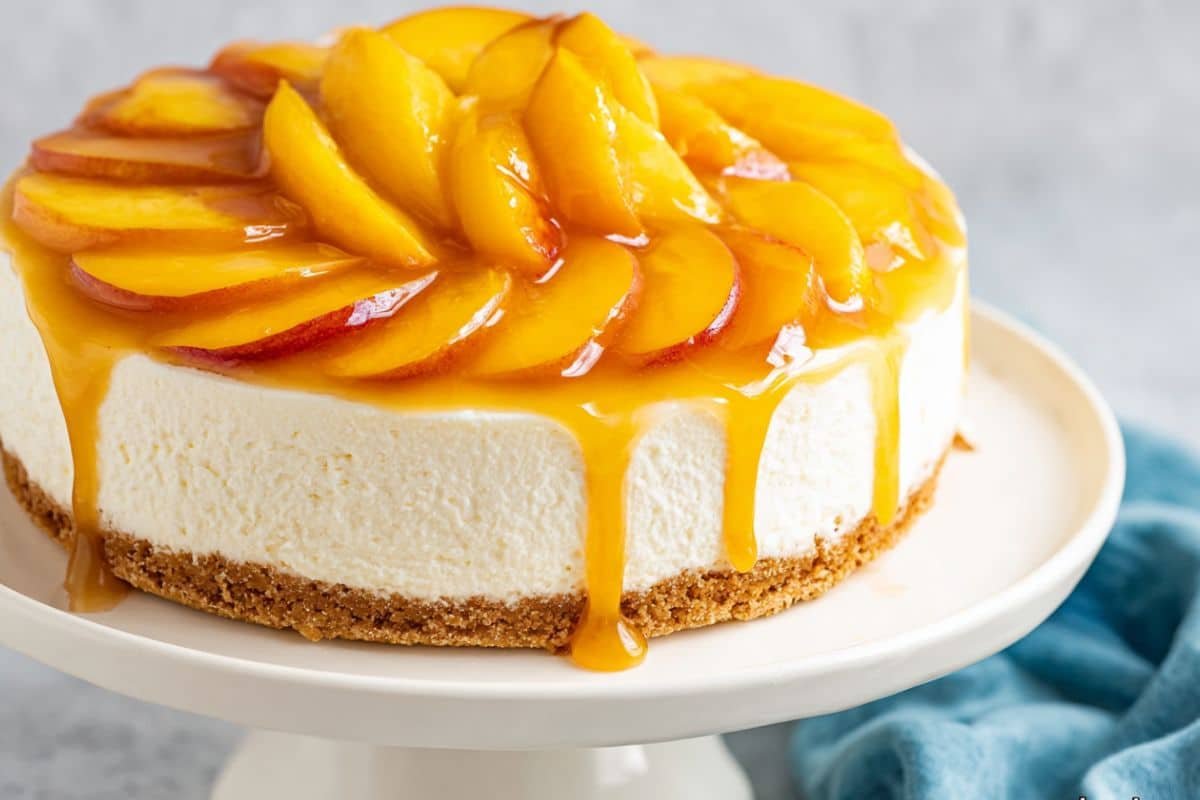No Bake Peach Cheesecake