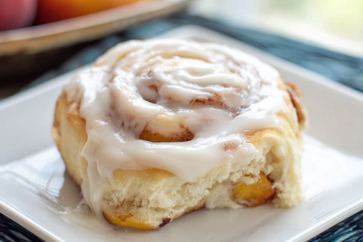 Peach Cinnamon Rolls with a Cream Cheese Glaze
