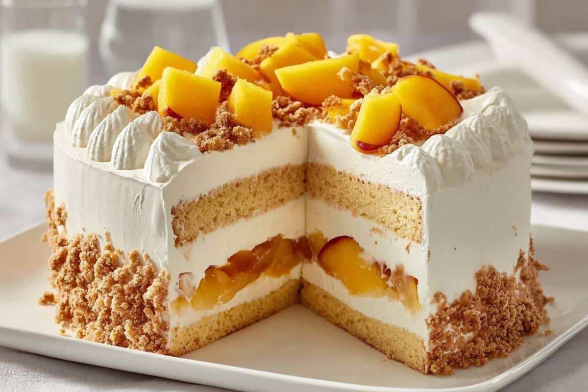 Peach Cobbler Ice Cream Cake