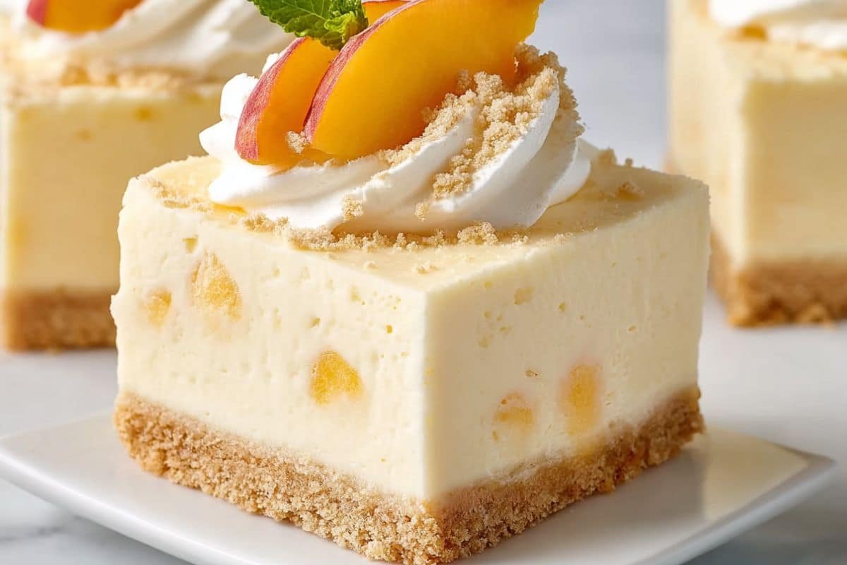 Peaches and Cream Freeze Bars Recipe