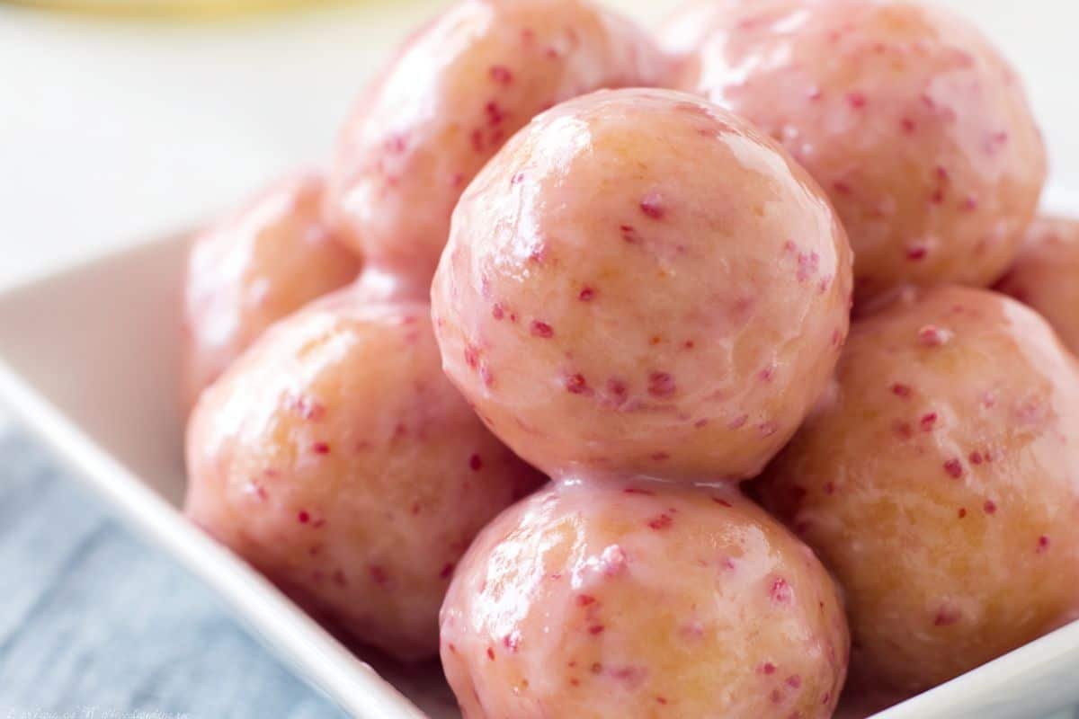 Strawberry Glazed Baked Donut Holes