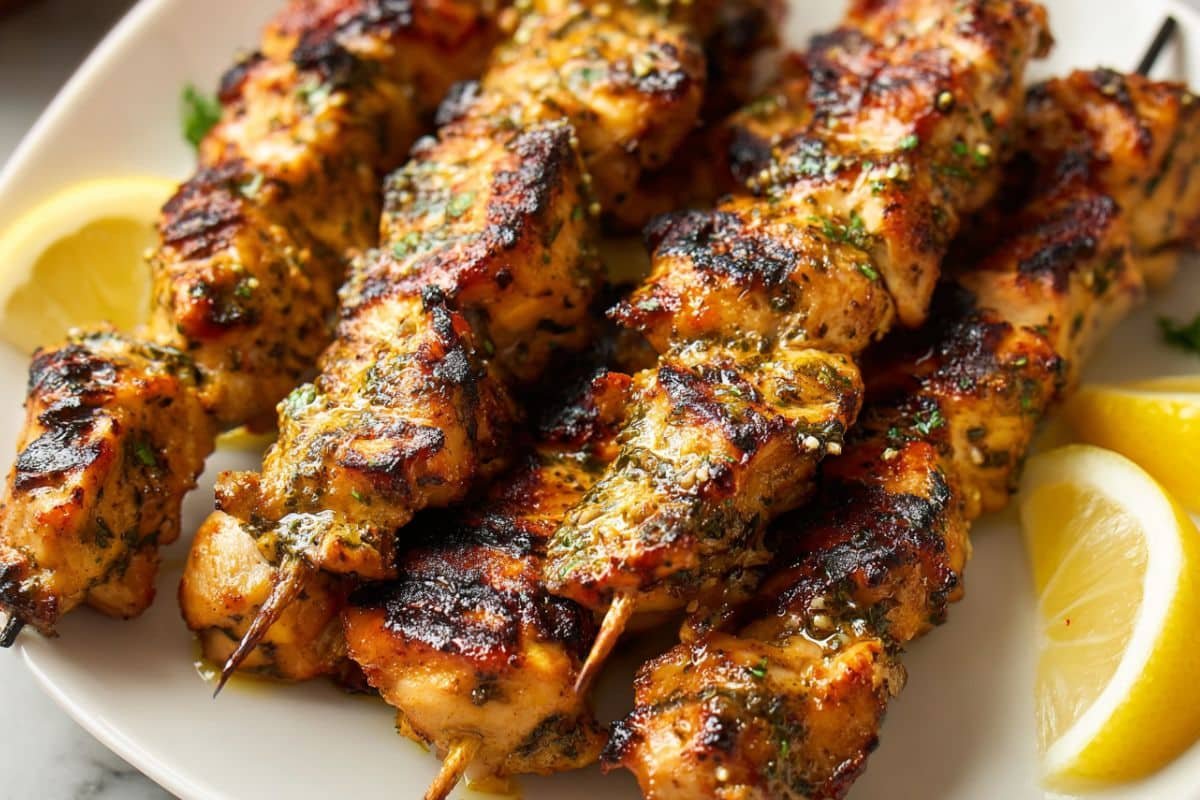 Air Fryer Lemon Butter Chicken Skewers