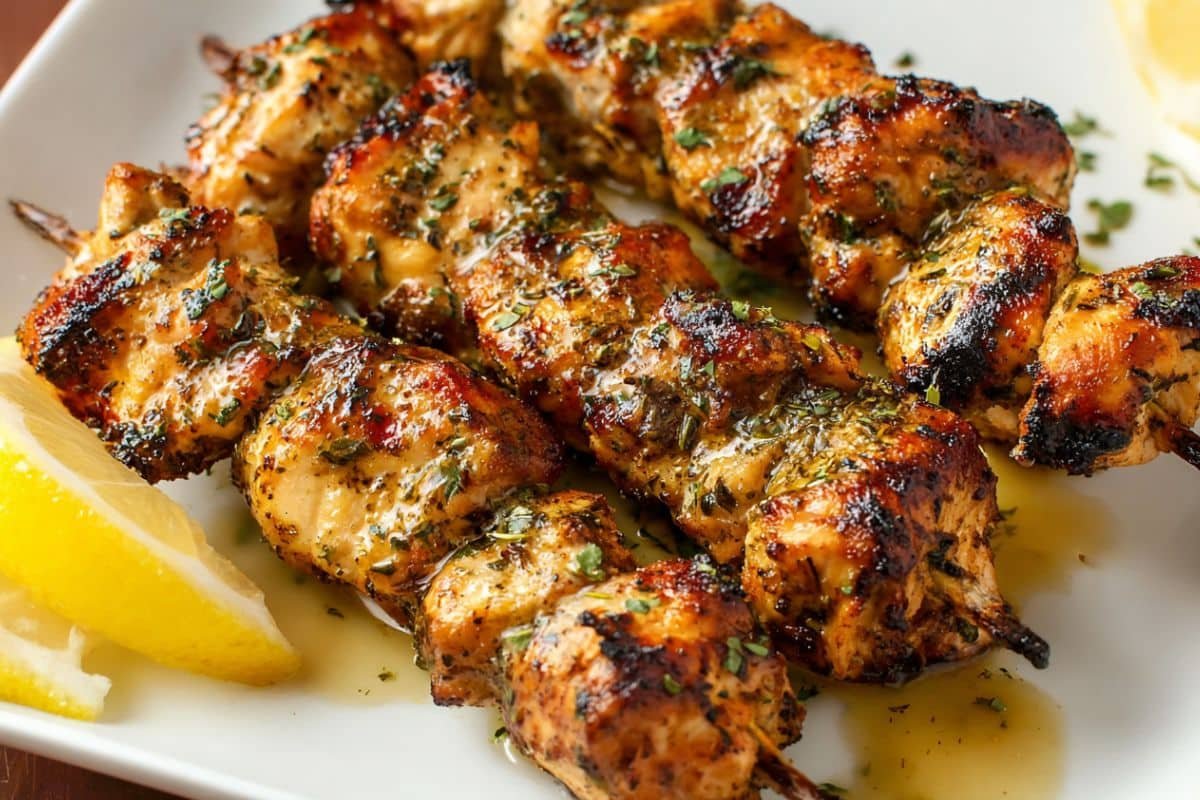 Air Fryer Lemon Butter Chicken Skewers