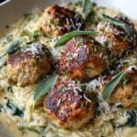 Baked Sage Chicken Meatballs with Parmesan Orzo 5 Baked Sage Chicken Meatballs with Parmesan Orzo recipe