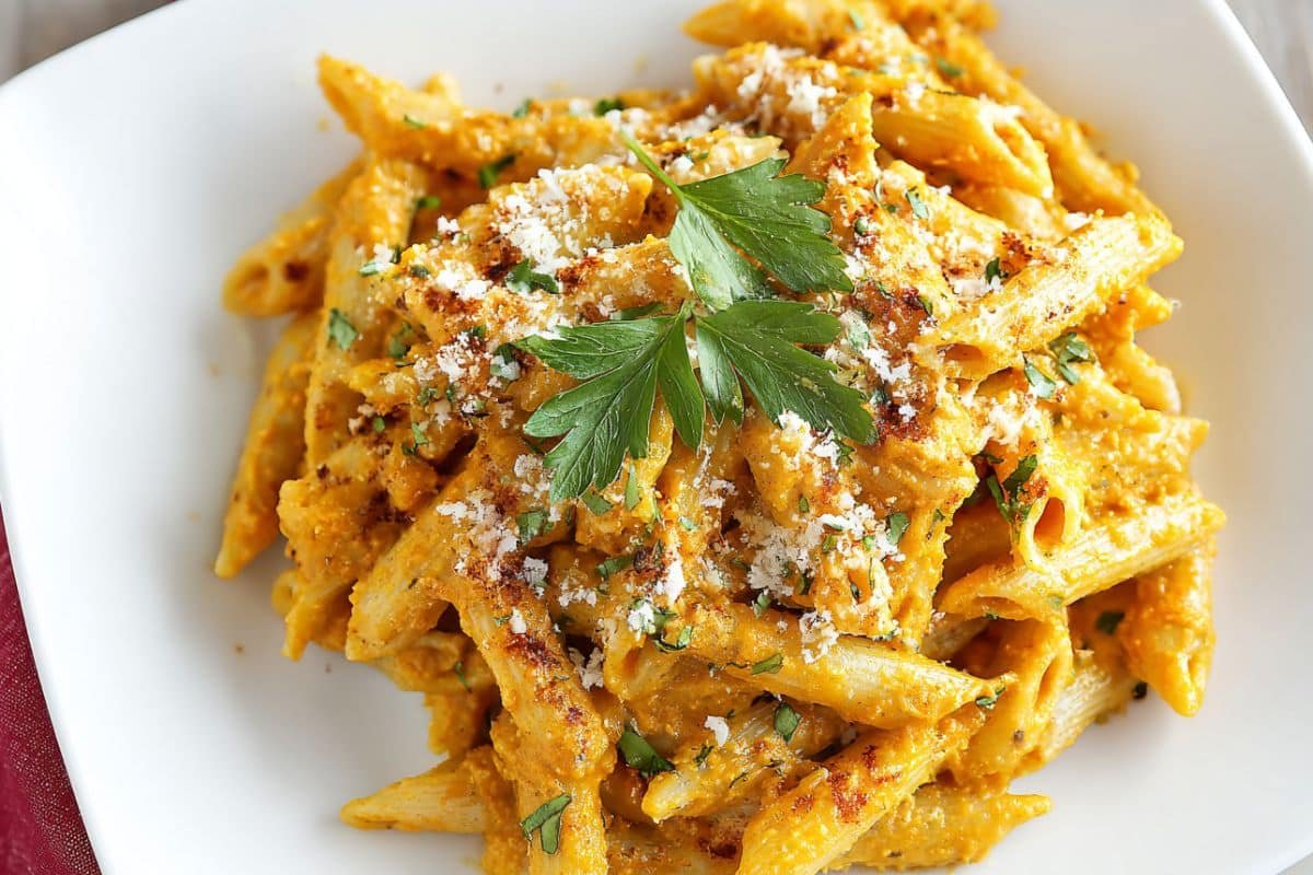 Cheesy Pumpkin Pasta Bake