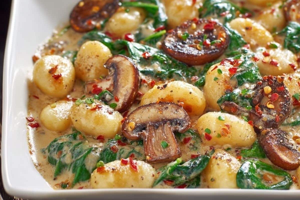 Creamy Spinach and Mushroom Gnocchi