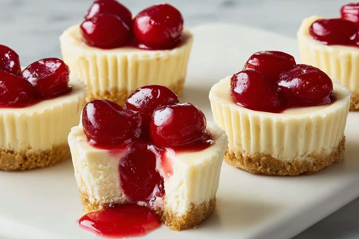 Easy Mini Cherry Cheesecakes