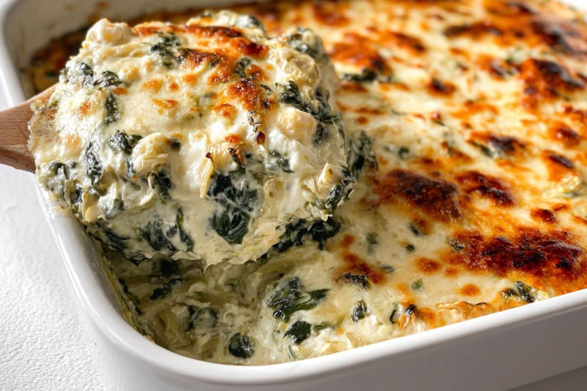 High-Protein Spinach Artichoke Chicken Casserole