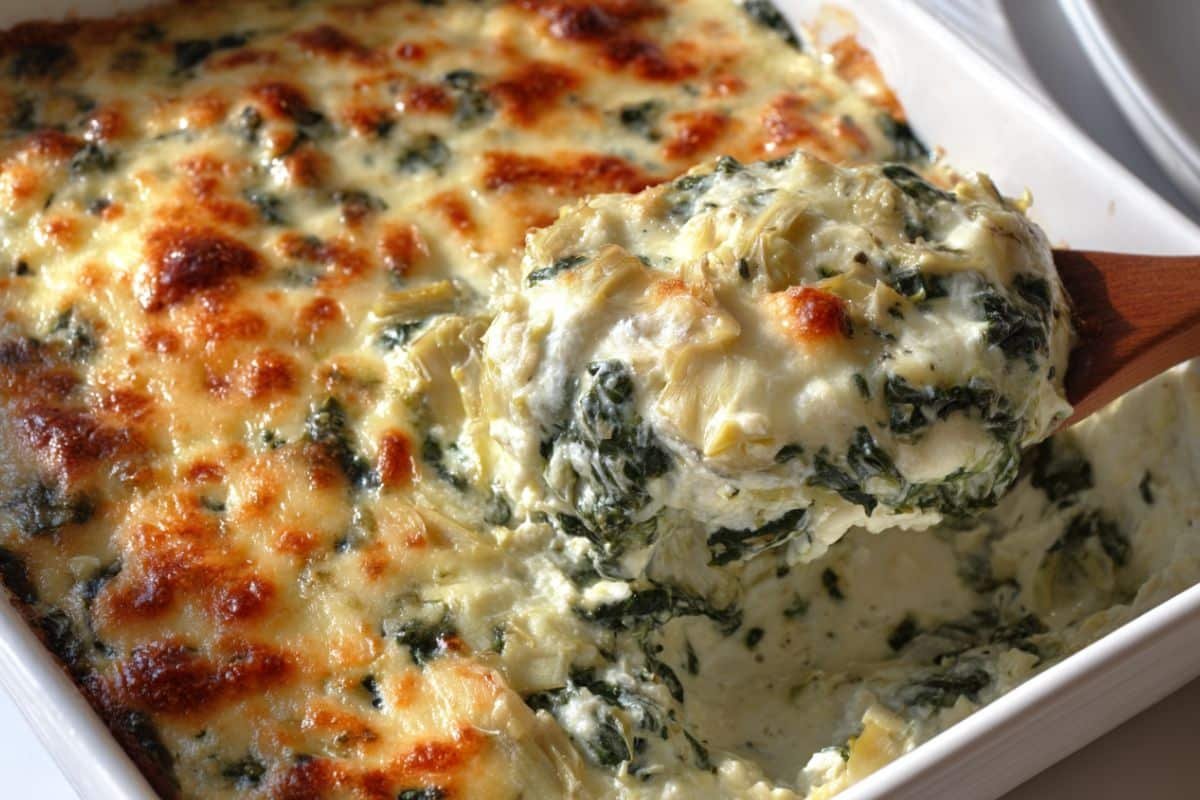 High-Protein Spinach Artichoke Chicken Casserole
