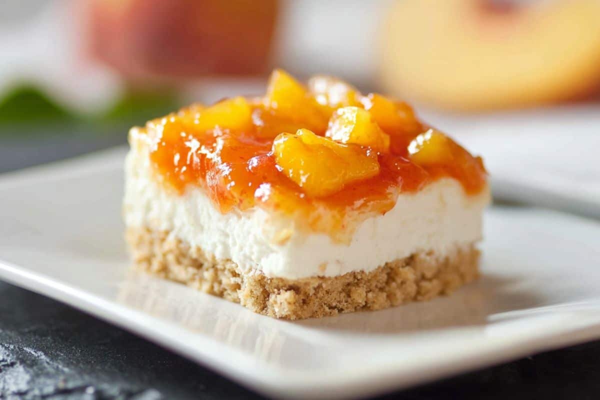 No Bake Peach Cheesecake Bars