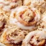 Peach Cobbler Cinnamon Rolls with Crumb Topping 5 Peach Cobbler Cinnamon Rolls recipe