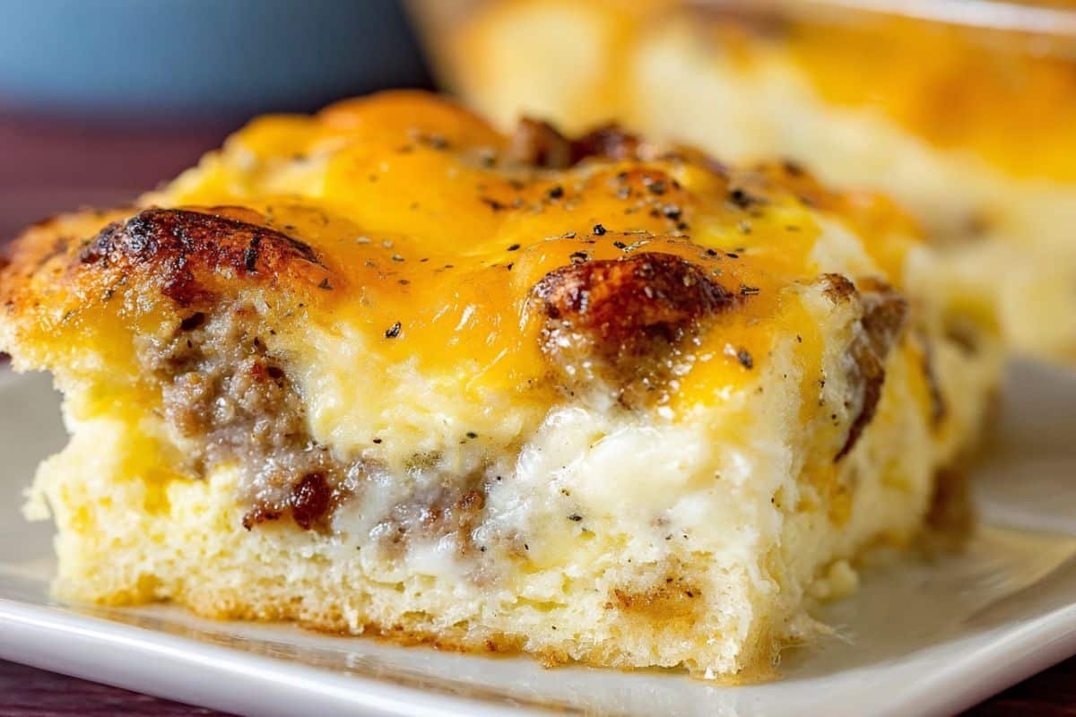 Biscuits and Gravy Casserole with Sausage and Eggs