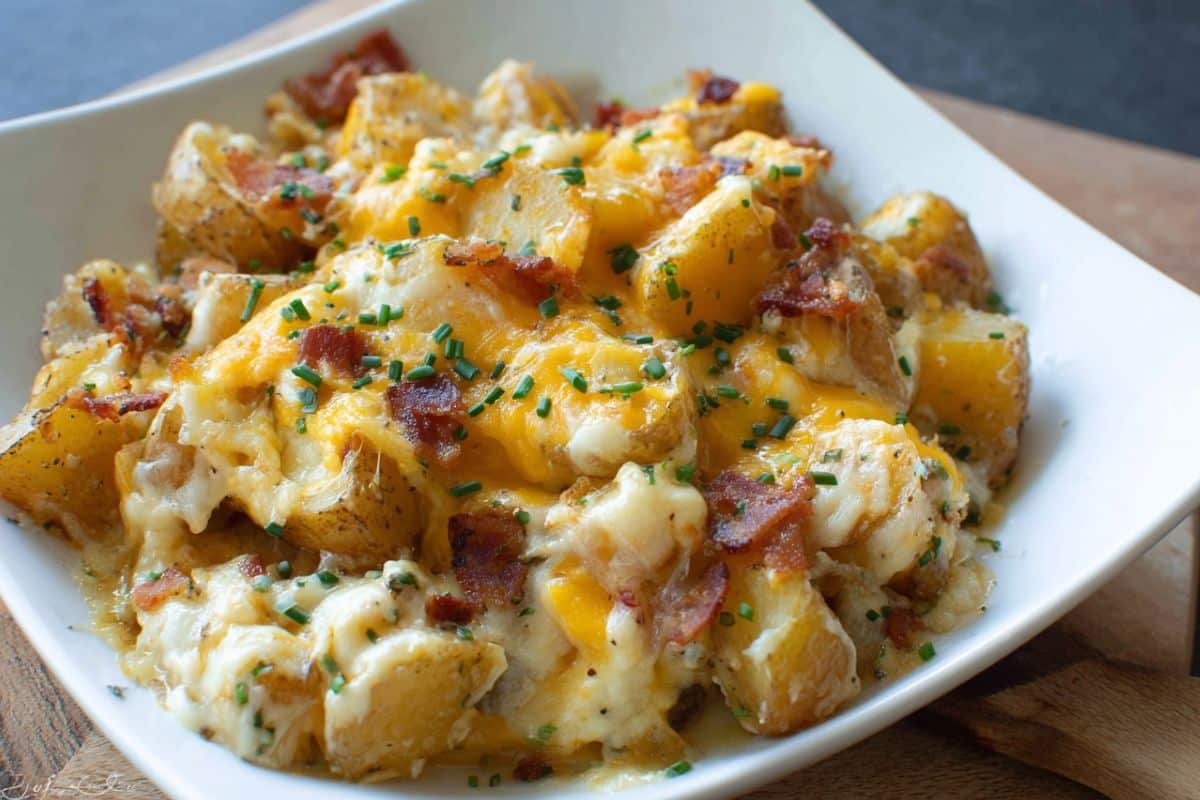 Cheesy Potato Egg Scramble