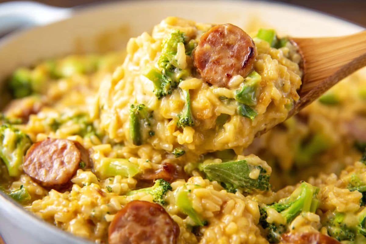 Cheesy Sausage and Rice Skillet