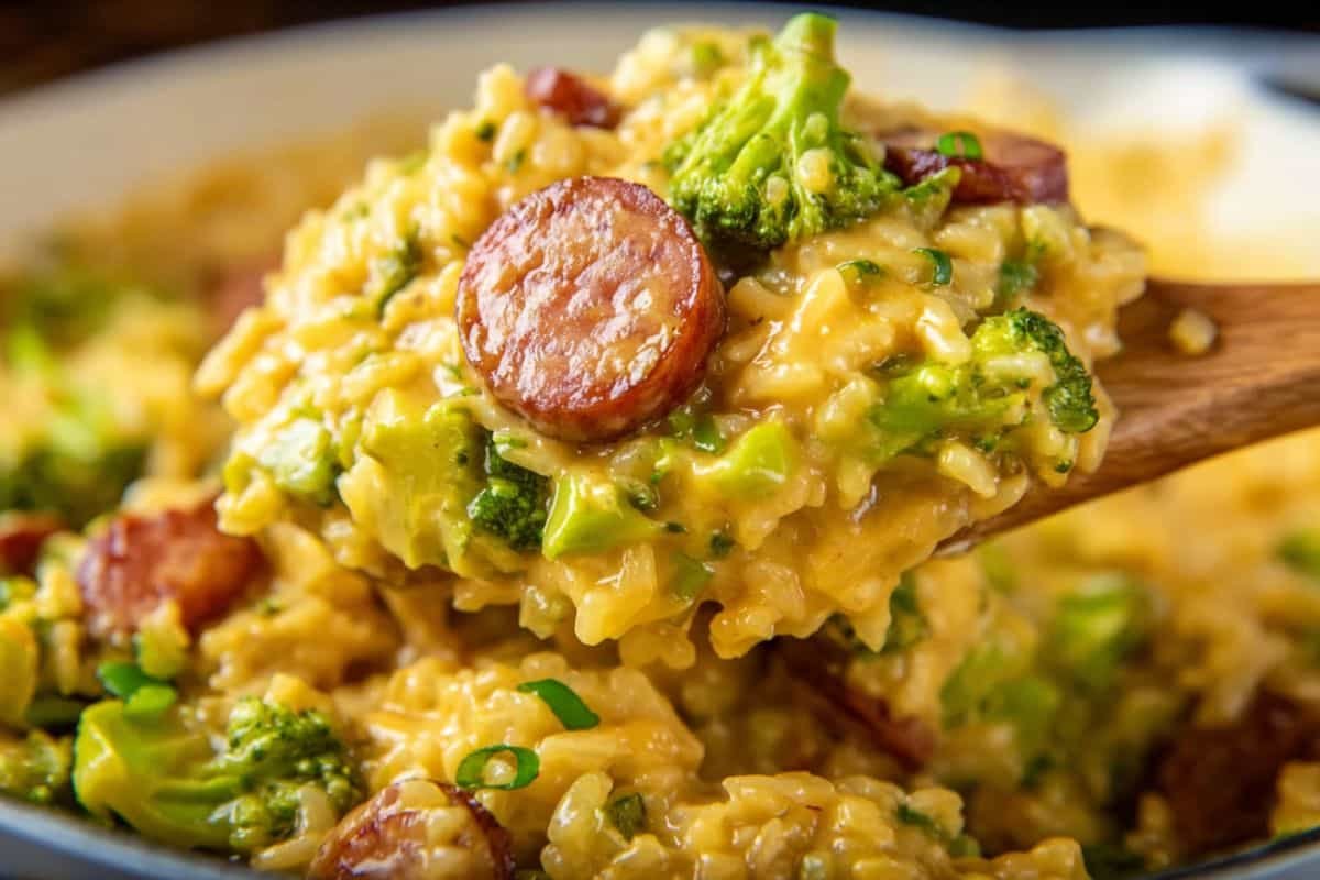 Cheesy Sausage and Rice Skillet
