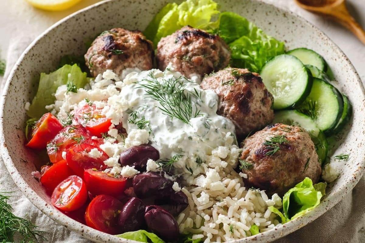 Greek Chicken Meatballs with Homemade Tzatziki Sauce
