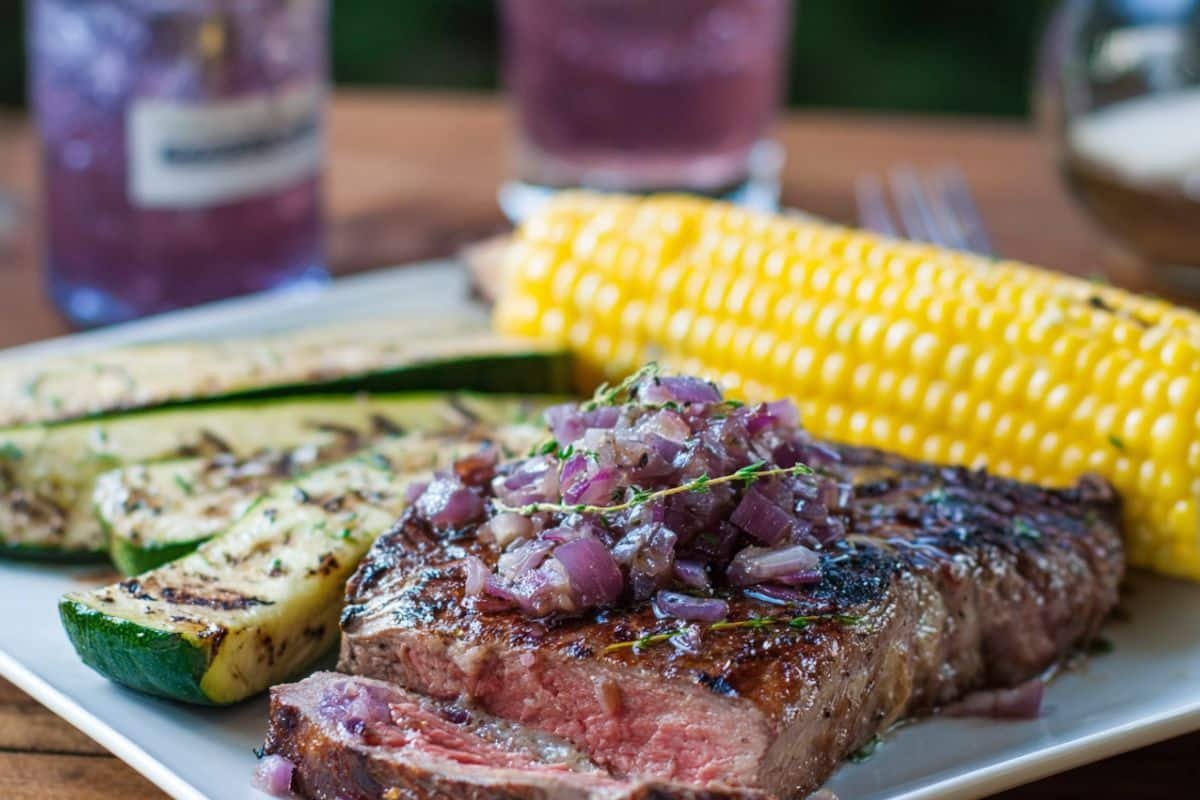 Grilled Ribeye Steak with Shallot Sauce