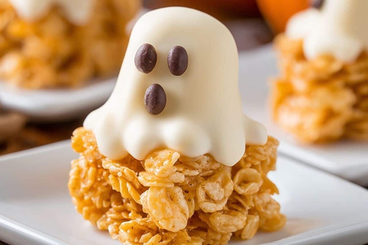 Halloween Ghost Cornflake & Peanut Butter Cookies