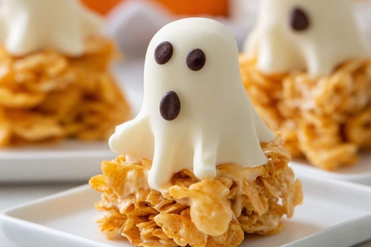 Halloween Ghost Cornflake & Peanut Butter Cookies