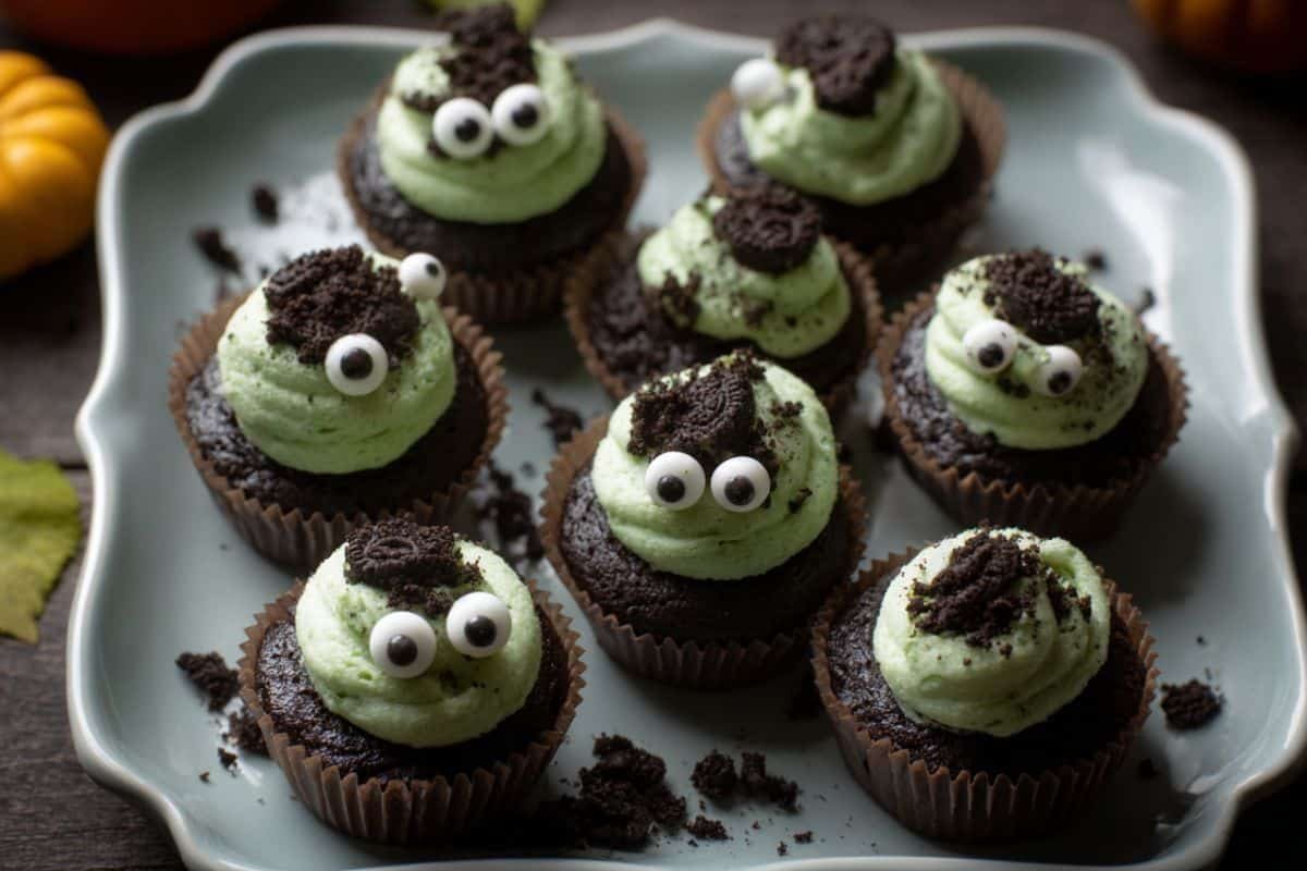 Halloween No-bake Chocolate Matcha Cupcakes