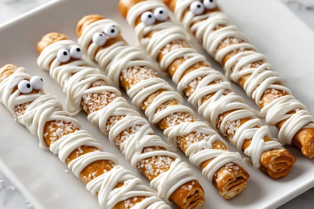 Mummy Pretzel Rods