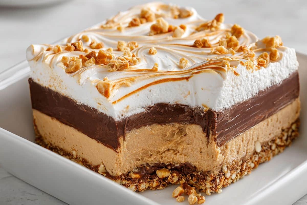 No-Bake Peanut Butter Chocolate Pretzel Pie