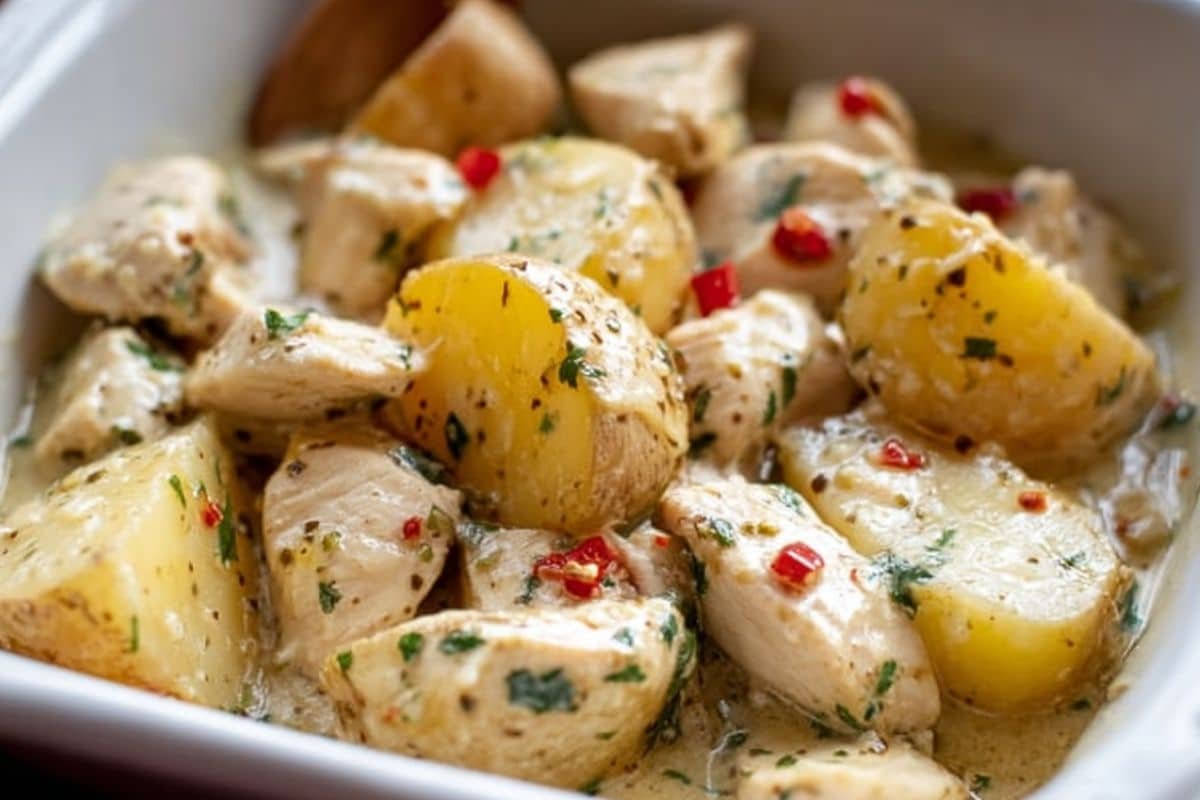 Slow Cooker Parmesan Garlic Chicken and Potatoes