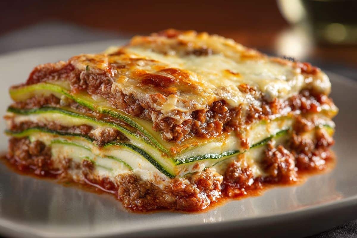 Beef and Zucchini Noodle Lasagna