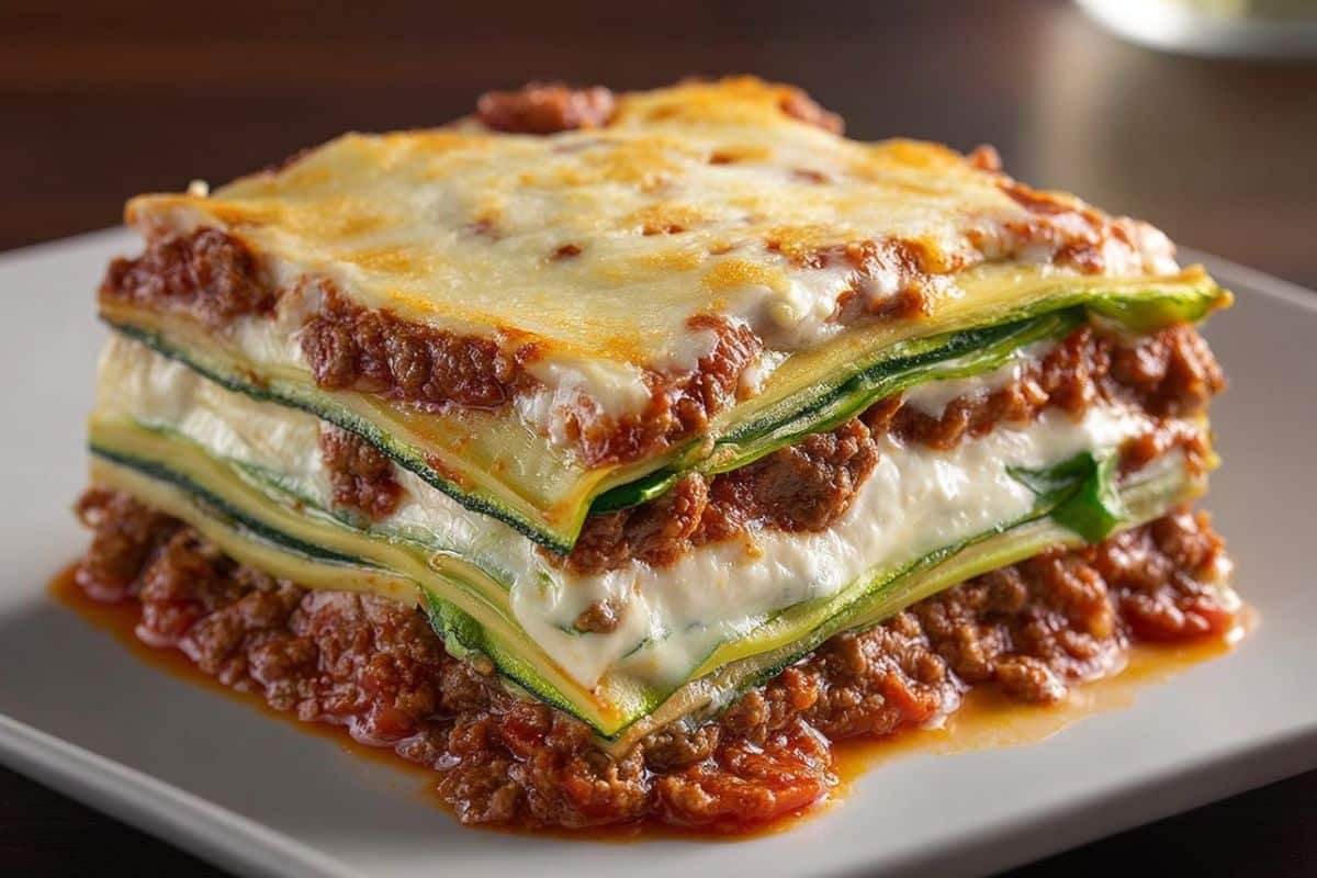 Beef and Zucchini Noodle Lasagna