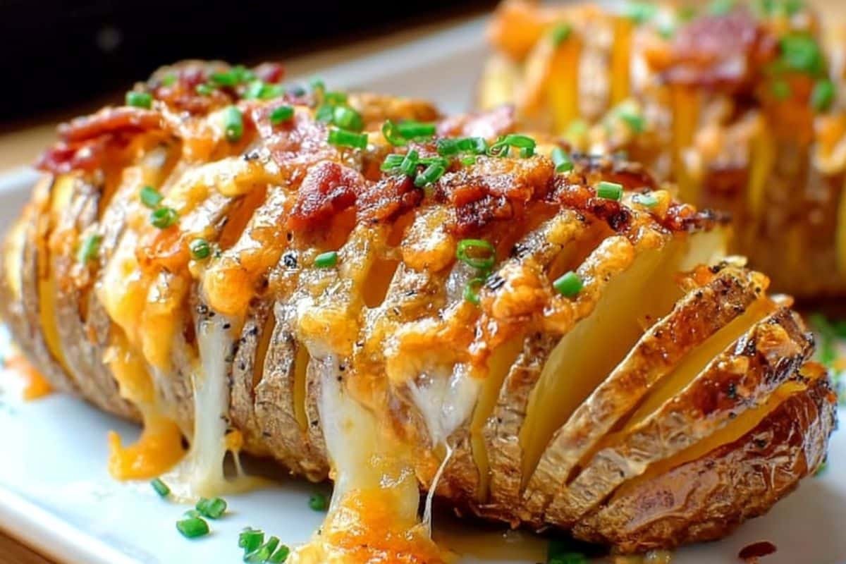 Cheesy Bacony Hasselback Potatoes
