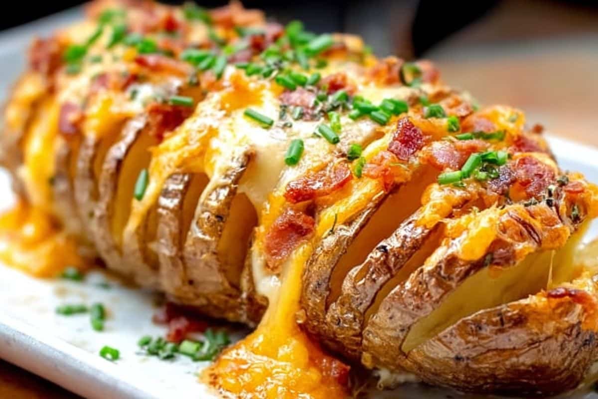 Cheesy Bacony Hasselback Potatoes