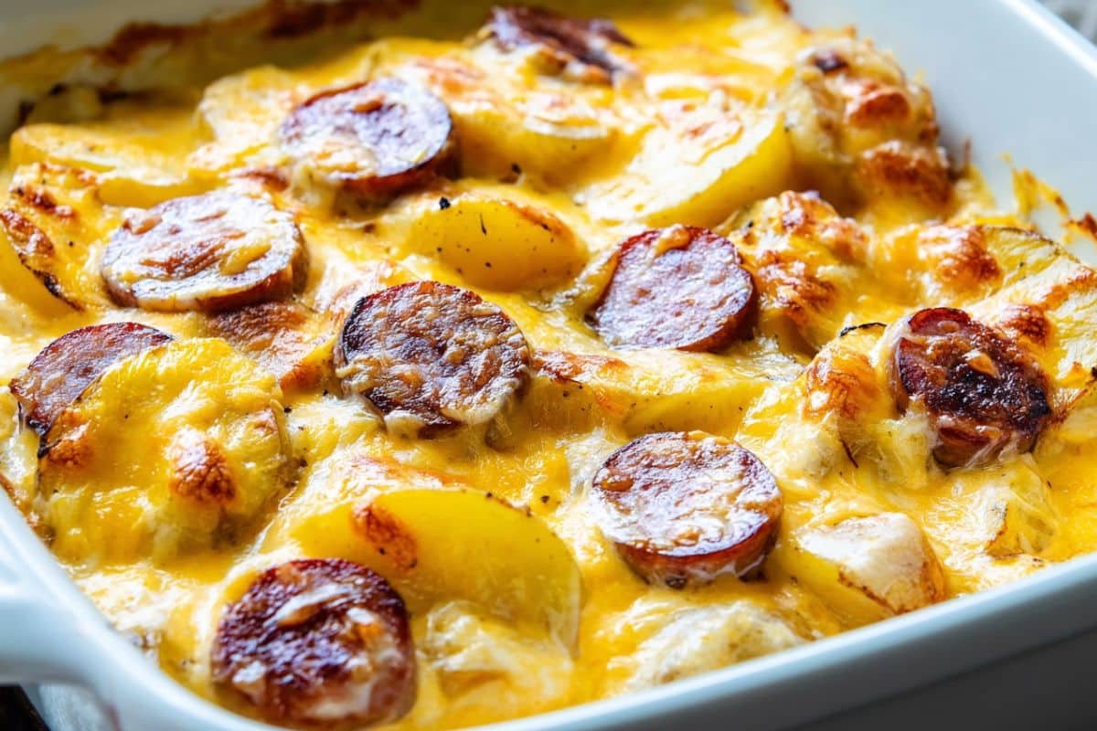 Cheesy Potatoes with Smoked Sausage