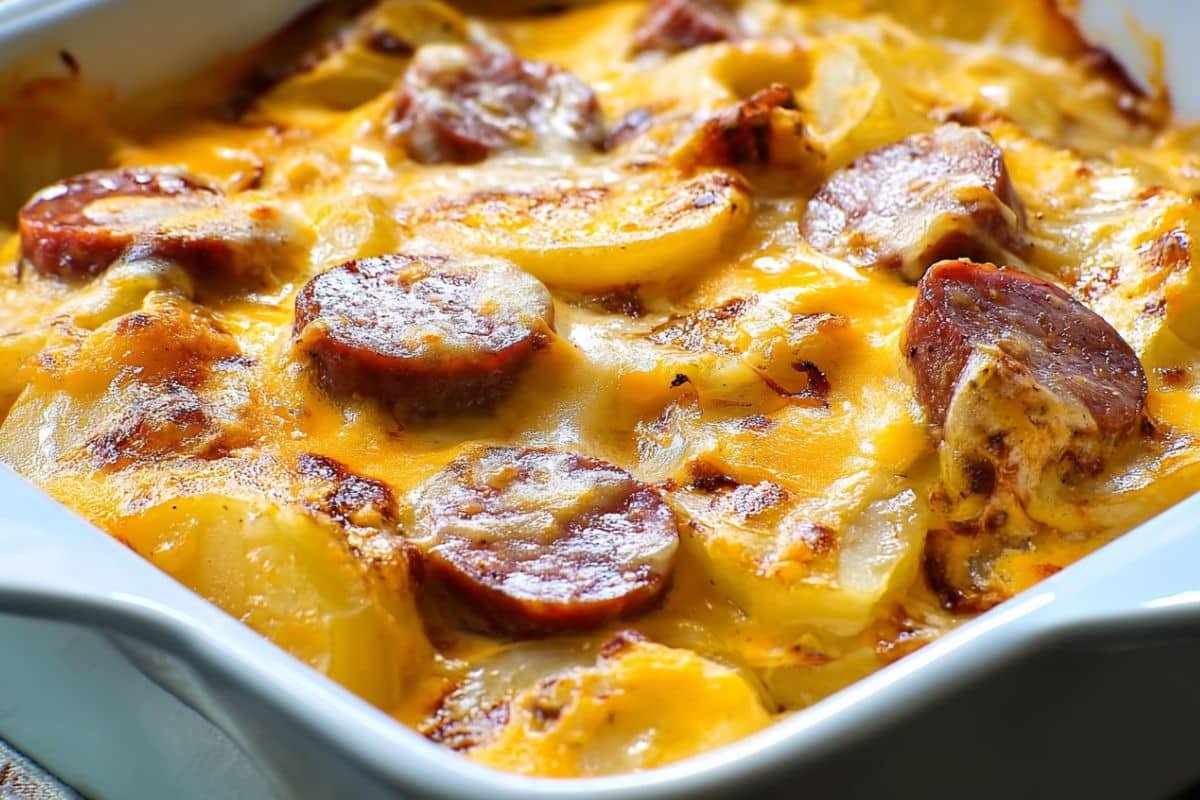 Cheesy Potatoes with Smoked Sausage