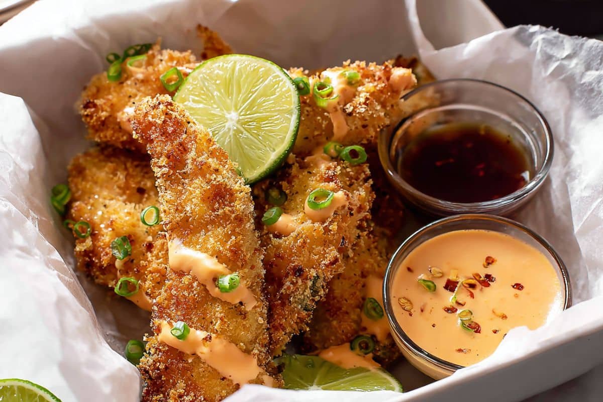 Coconut Chicken Fingers with Bang Bang Sauce
