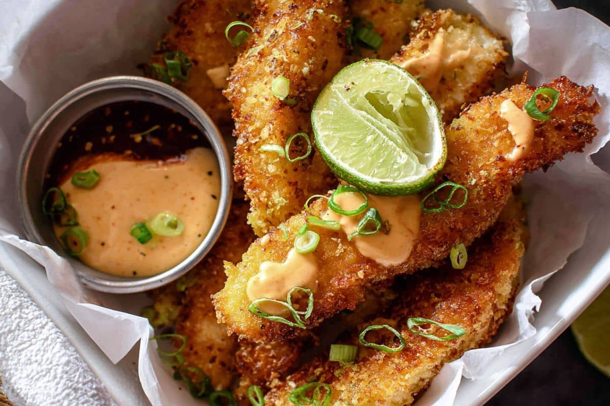 Coconut Chicken Fingers with Bang Bang Sauce recipe